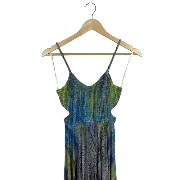 NWOT Sky Rosamary Cut Out Patterned Midi Dress in Green/Blue Size XS - Picture 8 of 16
